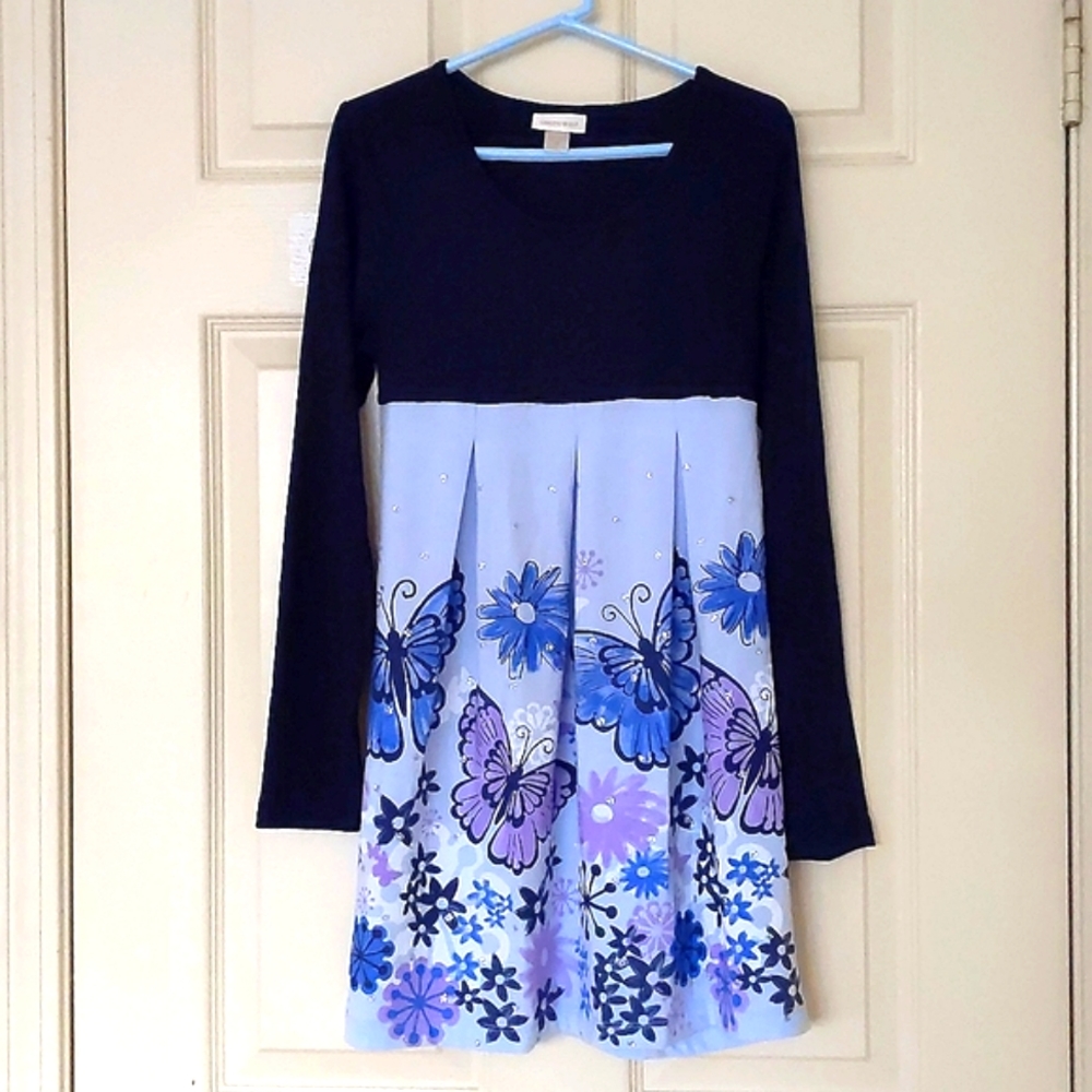 NWOT. Limited Too Rayon/Spandex Multi Color Dress w/flowers,butterfly, sparkling